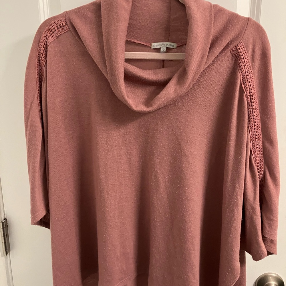 Charlotte Russe Dusty Rose Cowl Neck Sweater